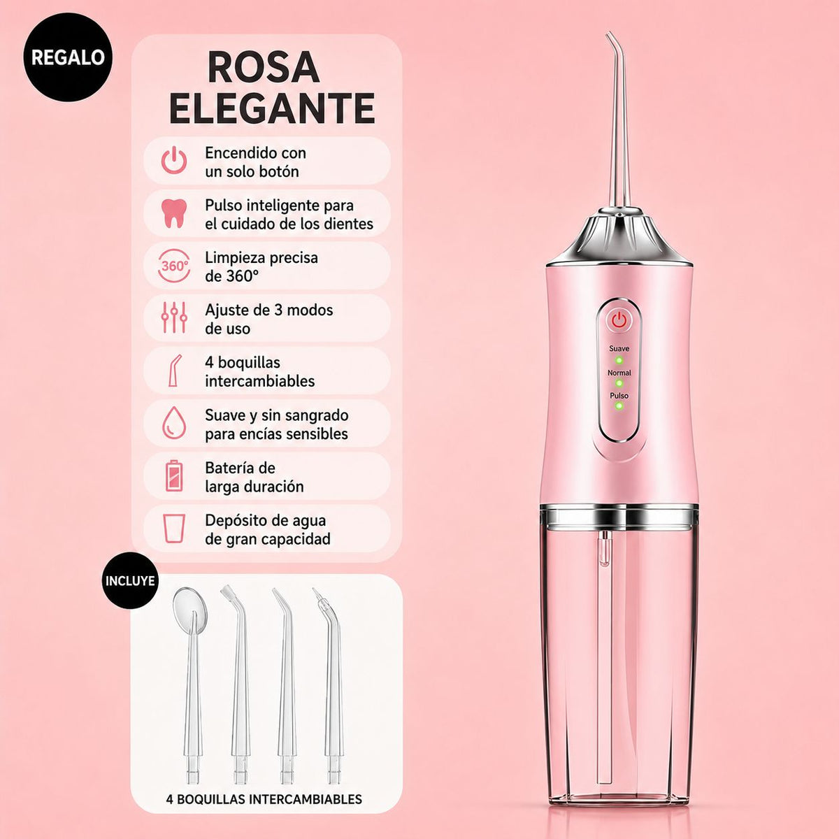 Irrigador bucal en uso