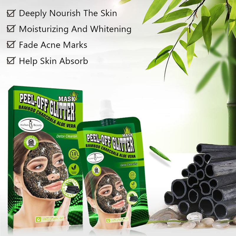 Mascarilla peel-off con brillos de carbón de bambú