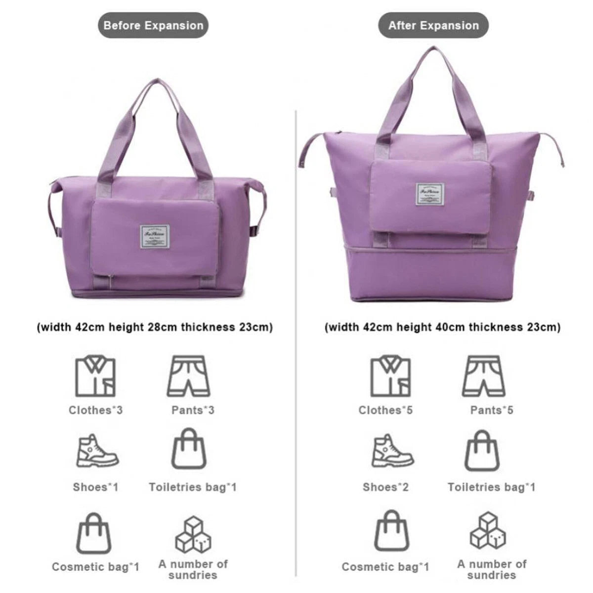 Bolso de viaje plegable abierto