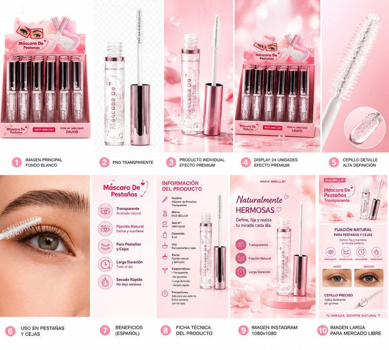 Máscara de pestañas transparente pack 2