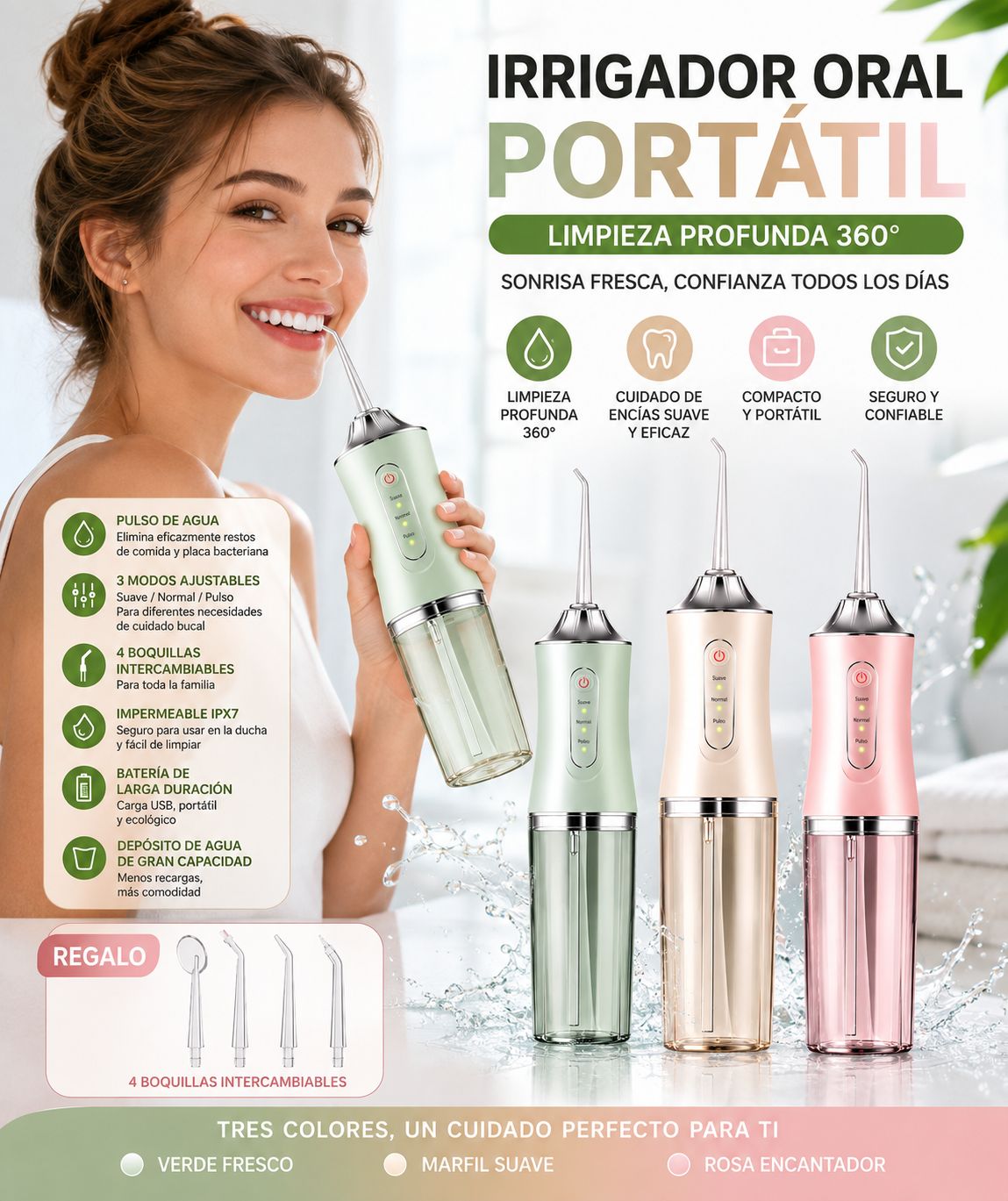 Irrigador bucal portátil